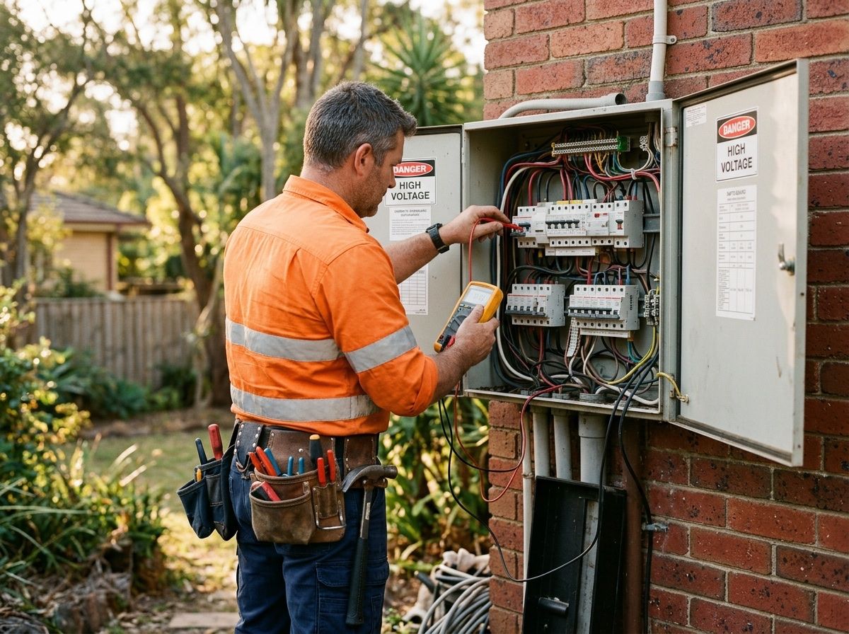 Electrician testing a switchboard